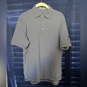 Peter Millar Black and White Striped Polo